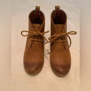 Sperry Topsider- Brown Harlow Burnished Leather Wedge Bootie